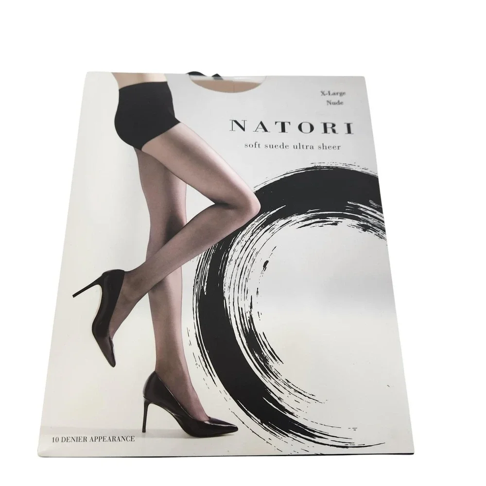 NATORI Soft Suede Ultra Sheer Pantyhose Womens XL Nude Control Top 10D